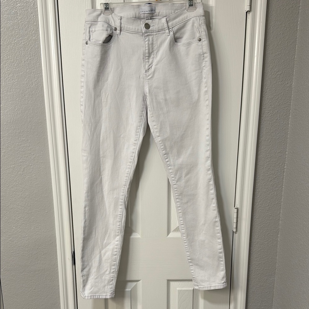 LOFT White Skinny Jeans Mid-Rise Denim